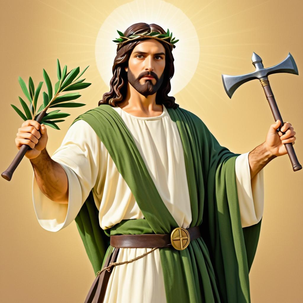 Christ as Warrior: Axe and Olive Branch