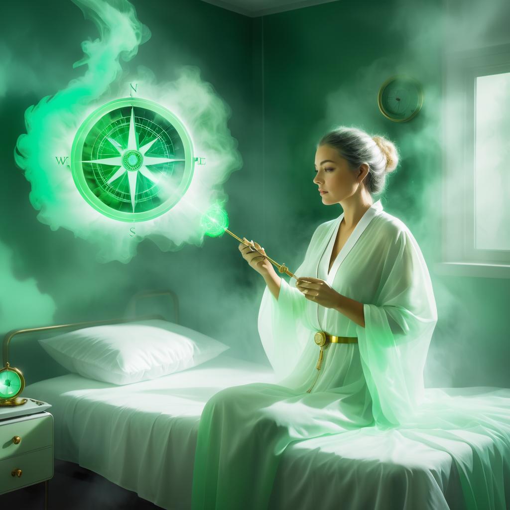 Mystical Woman with Compass in Hospital