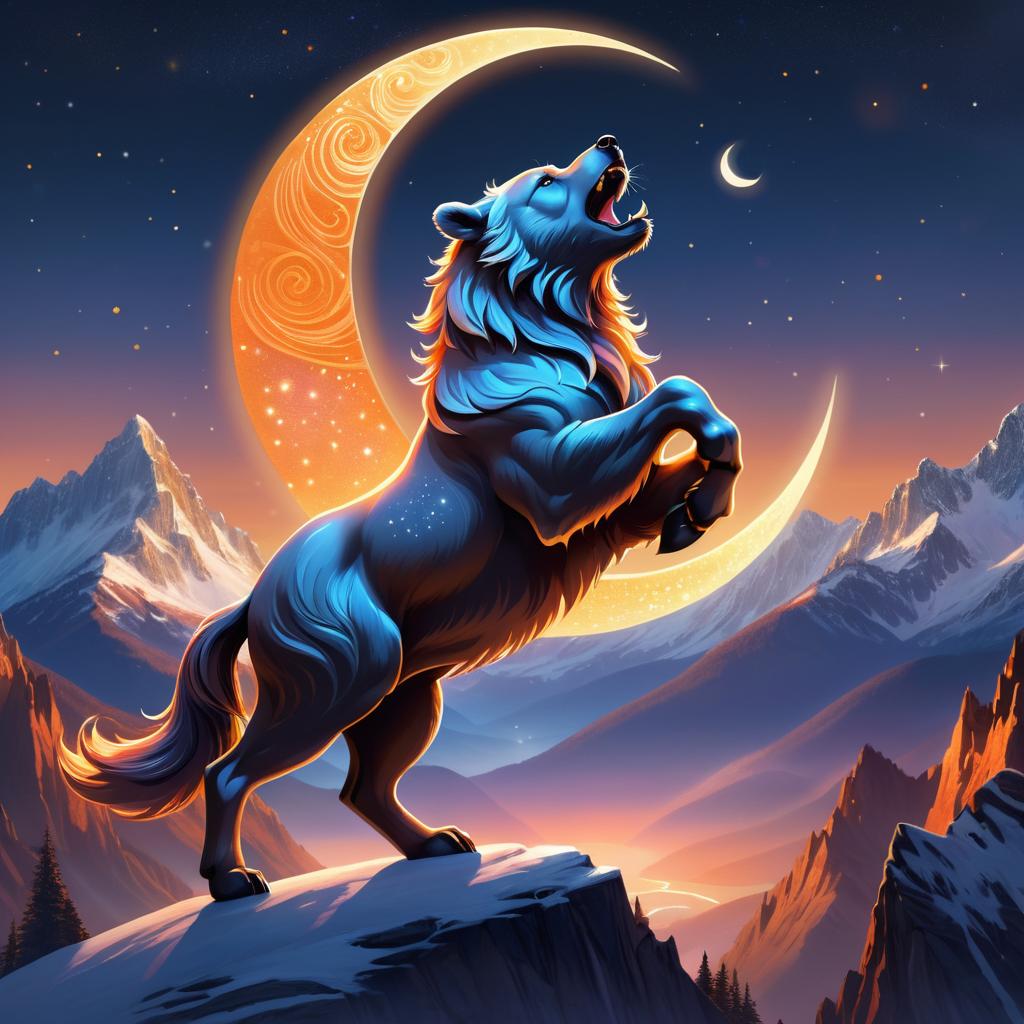 Majestic Centaur-Bear Under Twilight Moon