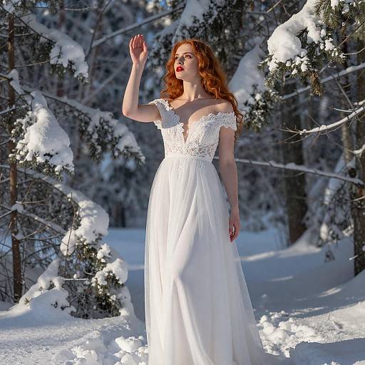 Elegant Woman in Snowy Forest Portrait