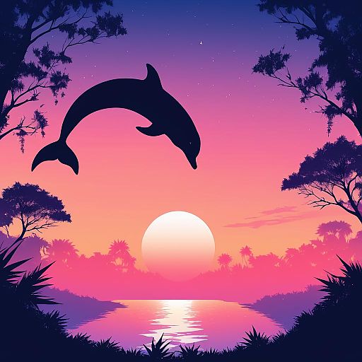 Dramatic Dolphin Jump at Sunset Dramatic Dolphin Jump at Sunset