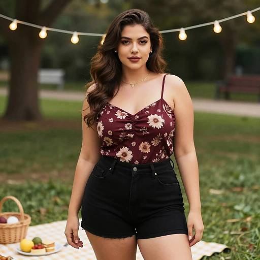 Curvy Woman in Chic Casual Picnic