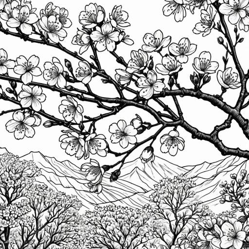 Vintage Botanical Cherry Blossom Illustration Vintage Botanical Cherry Blossom Illustration