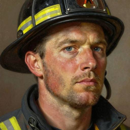 Rugged Firefighter in Classic Oil Style