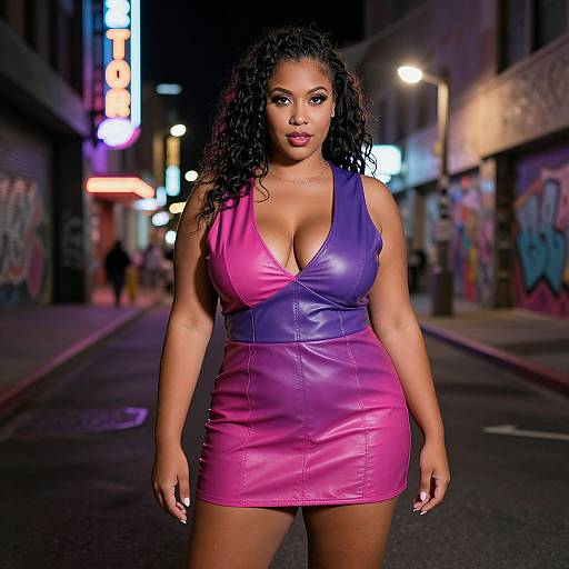 Confident Plus Size Woman in Neon Urban