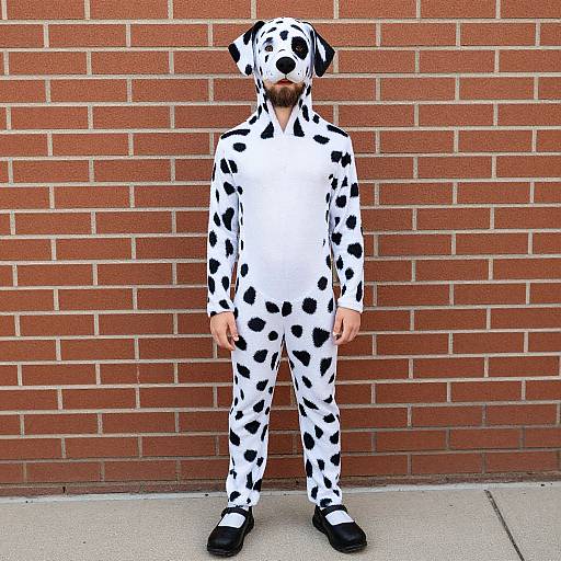 Man in Dalmatian Costume Standing
