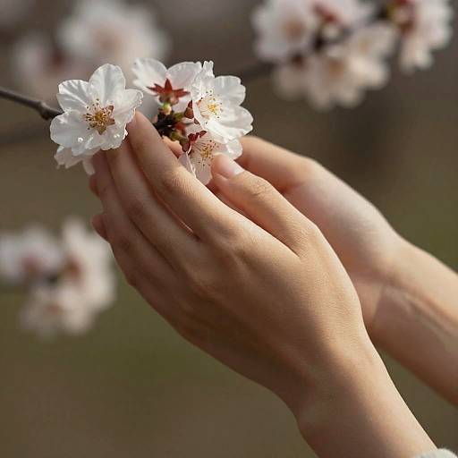 Closeup of Hands Holding Blooming Flowers