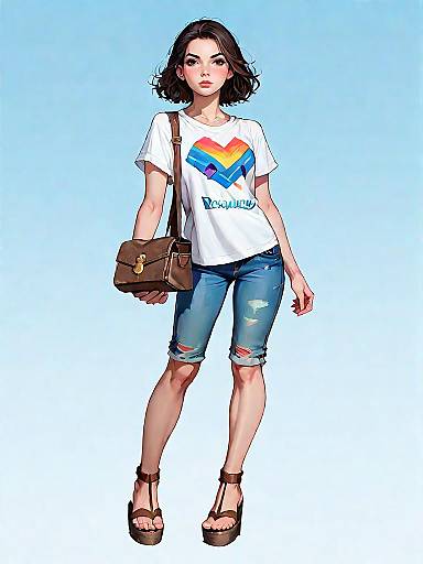 Casual Comic Style Woman in Denim