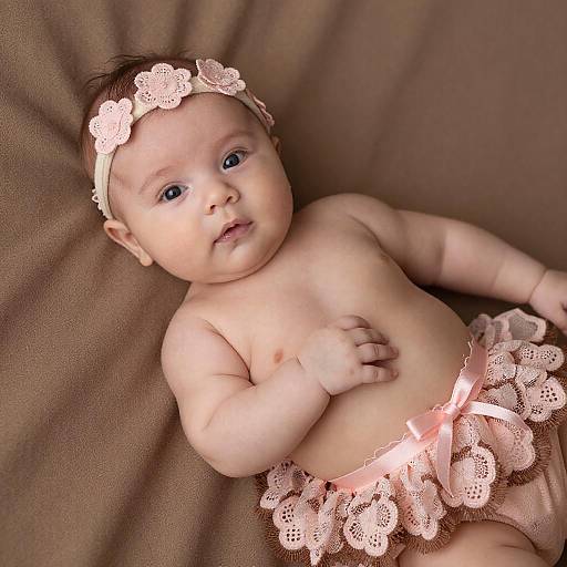 Charming Baby Portrait on Textured Fabric