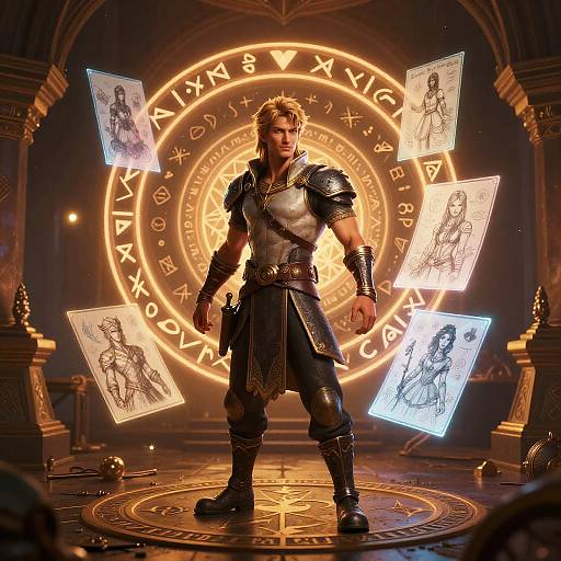 Fantasy Character Studio with Magical Runes