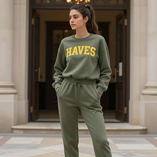 Photorealistic Young Woman in Modest Workout Gear