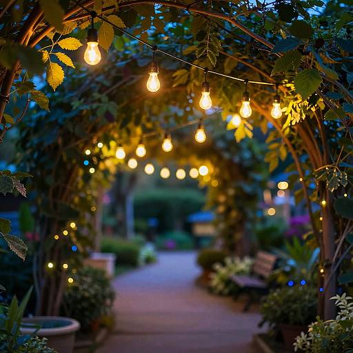 Magical Garden with Hanging Bulbs