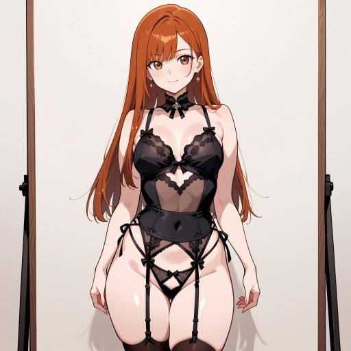 Plus Size Woman in Elegant Black Lingerie