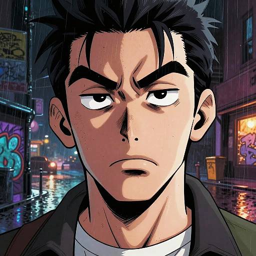 Dramatic Comic Character in Urban Night