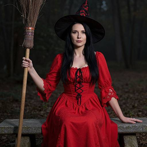 Confident Witch in Red Dress