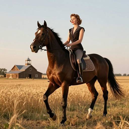 1930s Glamorous Equestrian Lady Scene