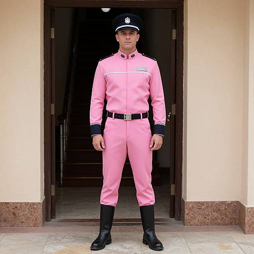Man in Pink Guard Uniform