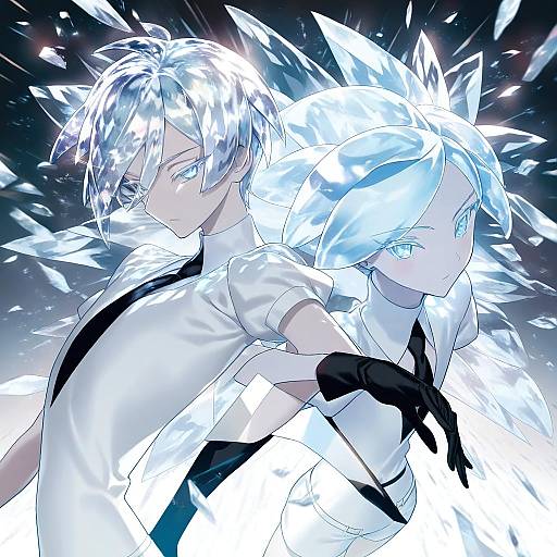 Illustration of Antarcticite, houseki no kuni in the style of Takeuchi takashi