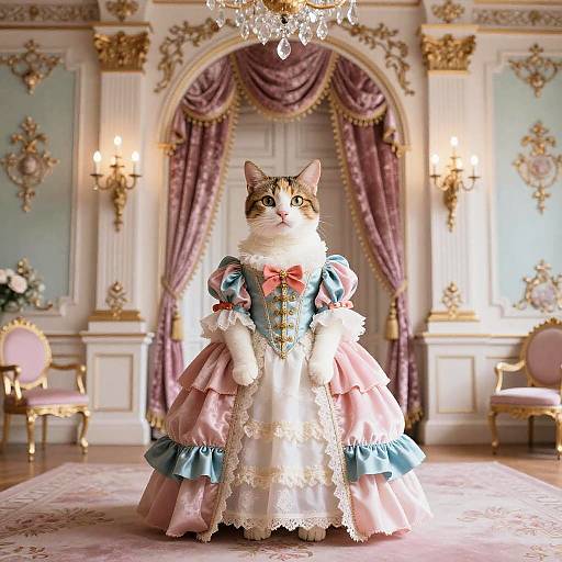 Victorian Calico Cat in Rococo Ballroom