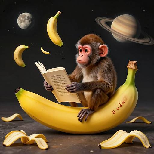Philosopher Monkey Writing Gravity Treatise