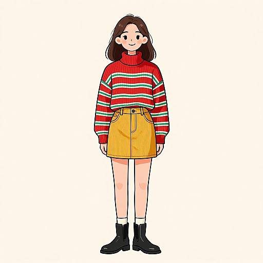 Smiling Woman in Colorful Casual Outfit