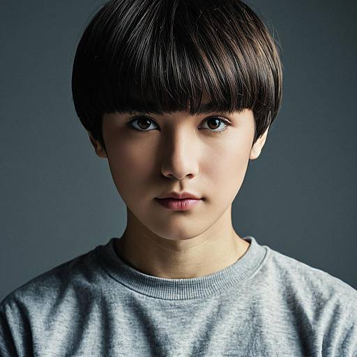 Young Male with Bowl Cut Hairstyle