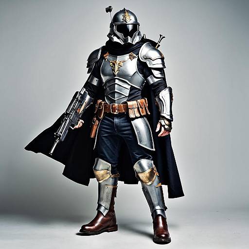 Futuristic Armored Warrior with Assault Rifle