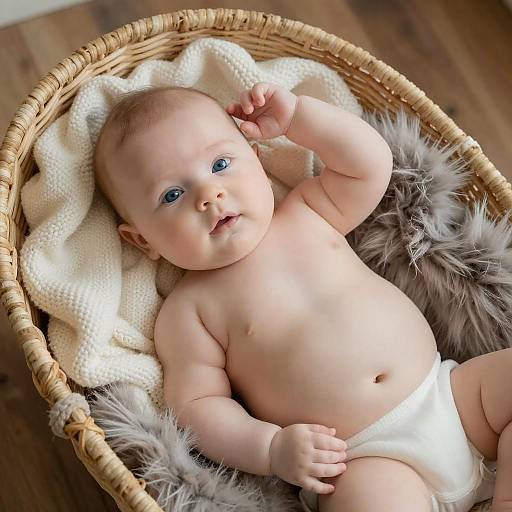 Chubby Baby in Wicker Basket Photography