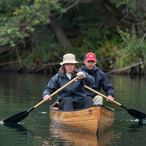 Canoeing on a Serene Green Lake