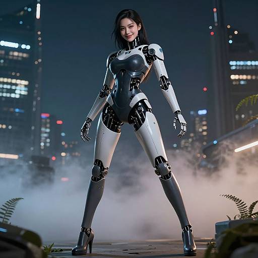 Cybernetic Nighttime City Portrait