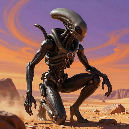 Stealthy Humanoid Alien Scout in Desert