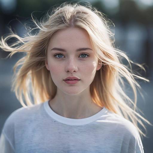 Blonde Woman with Windblown Hair