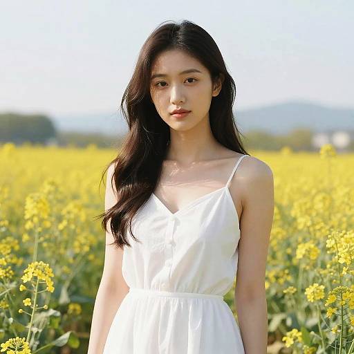 Ultra-Detailed Floral Portrait in White Dress