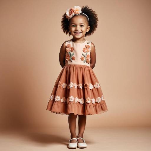 Smiling Little Girl in Floral Dress and Headband