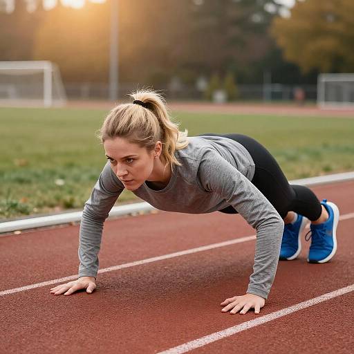 Determined Woman Exercising on Track