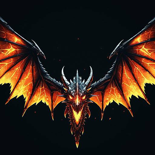 Glowing Ember Dragon Wings Close-Up