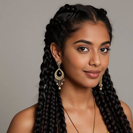 Realistic Indian Long Braided Portrait