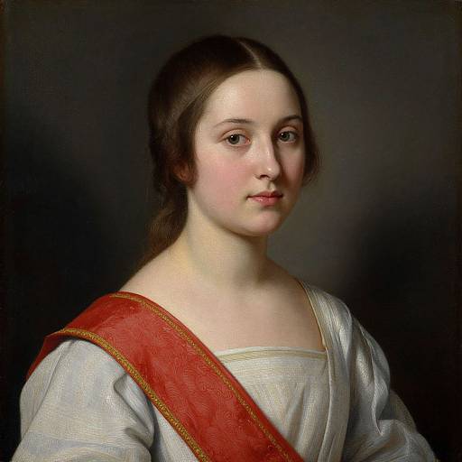 Portrait of Young Woman with Red Sash