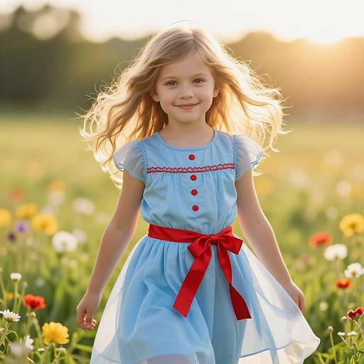 Graceful Blonde Girl in Sunny Meadow