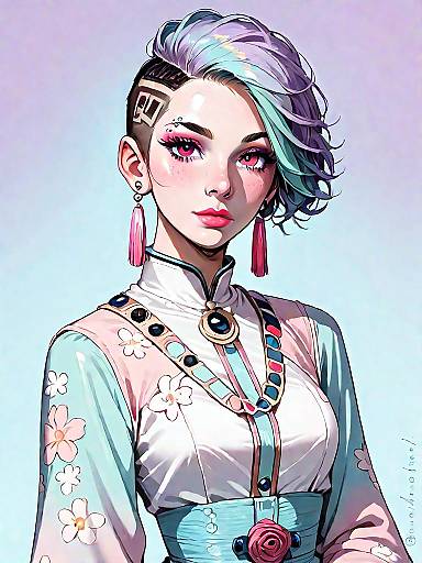 Stylish Woman with Chic Pastel Boho Outfit