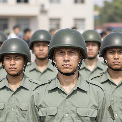 Six Male Soldiers in Uniforms