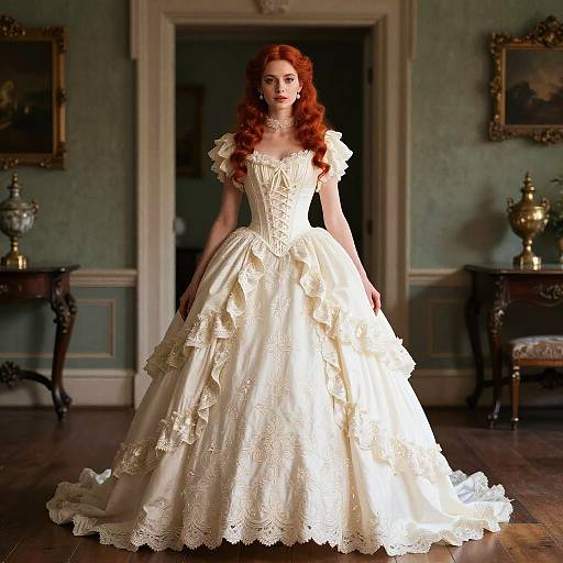 Elegant Victorian Redhead Bridal Gown