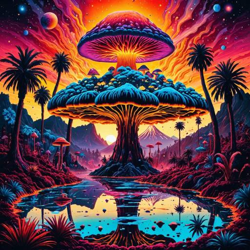 Psychedelic Melting Mushroom Forest on Alien Planet Psychedelic Melting Mushroom Forest on Alien Planet