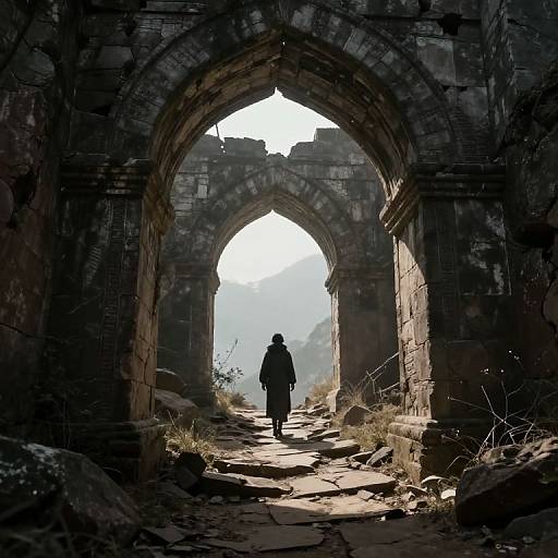 Solitary Ascent through Ancient Arches