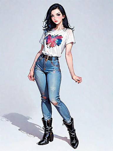 Stylish Young Woman in Casual Chic Outfit