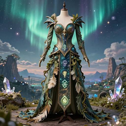 Regal Fantasy Armor with Celestial Motifs