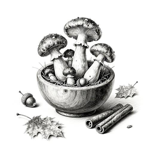 Whimsical Monochrome Still Life Sketch