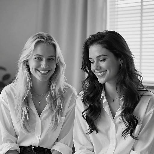 Intimate Black-and-White Portrait of Two Women