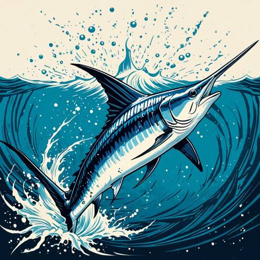 Dynamic Blue Marlin Vector Logo Design