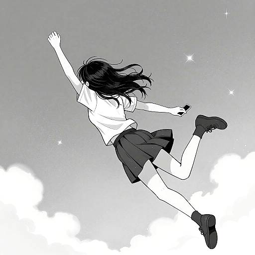 Falling Girl in Starry Manga Sky